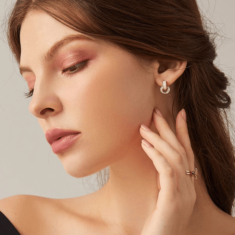 Mother of Classic Classic Lustrous Iridescent Ocean Sea Aurora Celestial Pearl and Sparkling Gleaming Radiant Prism Ethereal Crystal Gold Loop Ear Jewelry