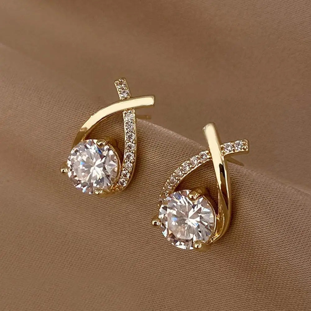 Cross Pin Ear Jewelry Adorned with Sparkling Gleaming Radiant Prism Ethereal Crystal Stones