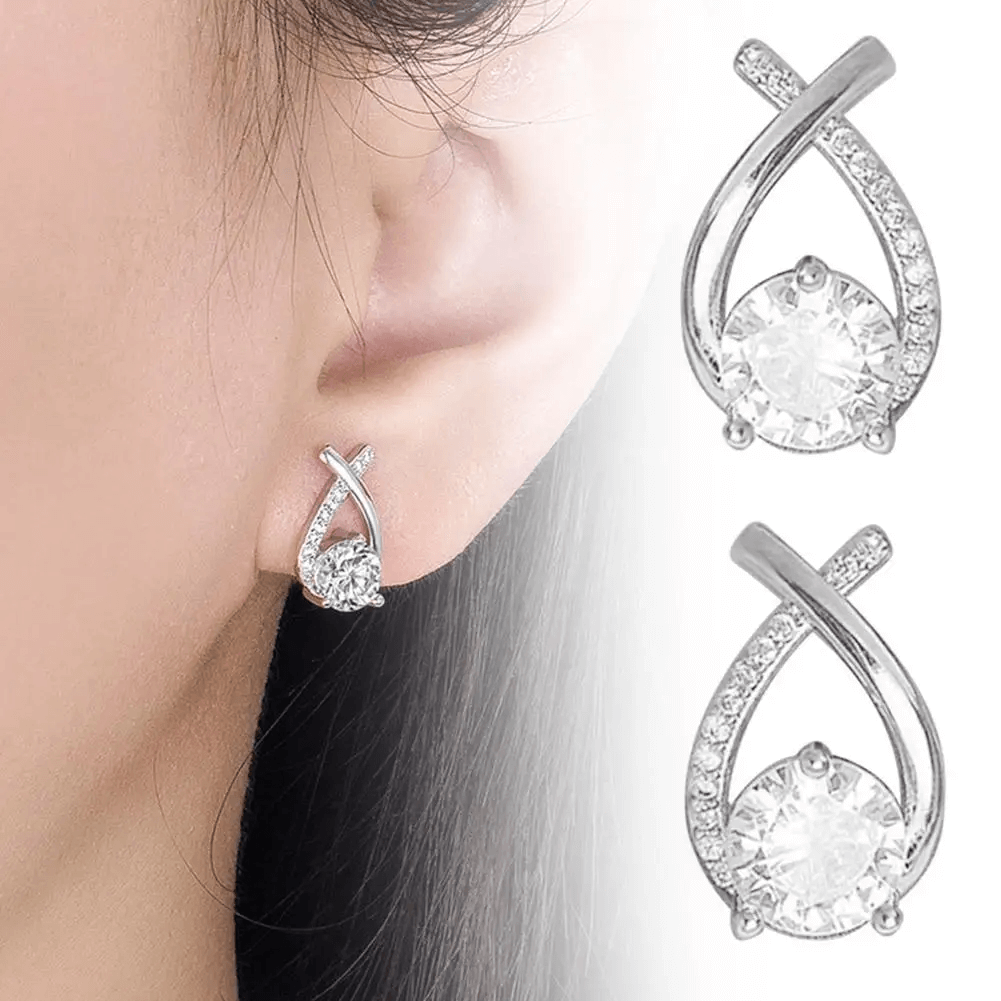 Cross Pin Ear Jewelry Adorned with Sparkling Gleaming Radiant Prism Ethereal Crystal Stones