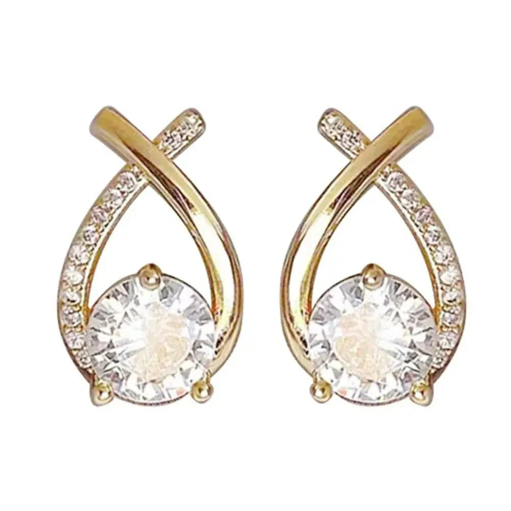 Cross Pin Ear Jewelry Adorned with Sparkling Gleaming Radiant Prism Ethereal Crystal Stones
