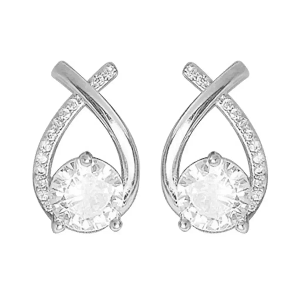 Cross Pin Ear Jewelry Adorned with Sparkling Gleaming Radiant Prism Ethereal Crystal Stones