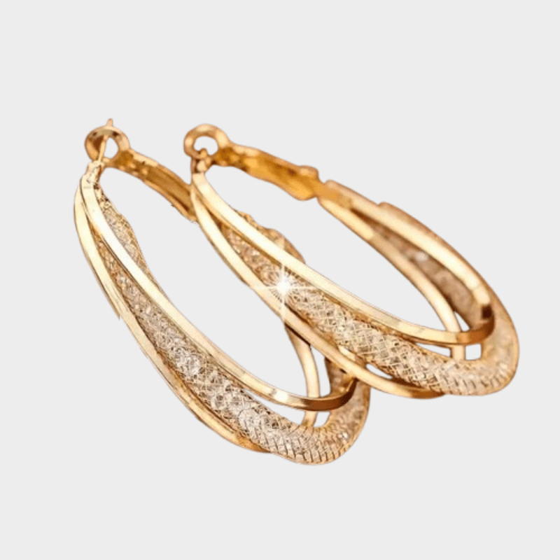 Sparkling Gleaming Radiant Prism Ethereal Crystal Sparkling Gleaming Radiant Prism Ethereal Crystal Mesh Gold-Tone Loop Ear Jewelry